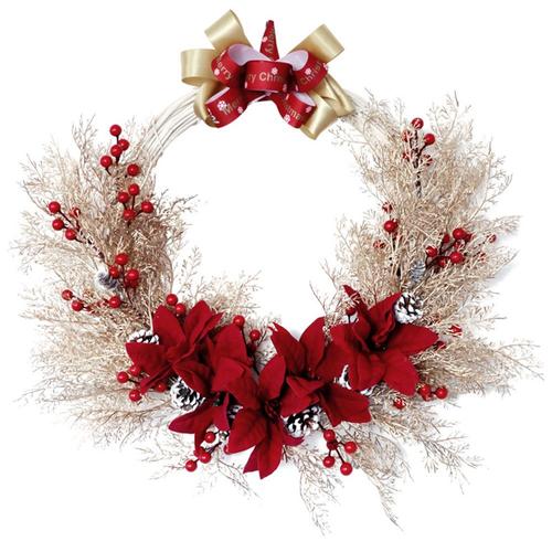 Couronne De Brume Dorée Artificielle Pour Porte D'entrée Mur Fenêtre Cheminée Ferme Maison Décoration De Noël