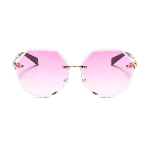 Lunettes De Soleil Rondes Sans Monture Lunettes De Soleil Mode Femmes Lunettes De Soleil Dégradées De Luxe (Rose Dégradé)