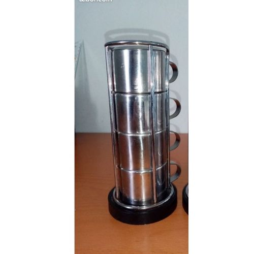 Set De 4 Tasses A Café Isotherme Lot Présentoire Service 4 Mug Thé Boissons Chaudes Preserve La Chaleur Coupes Empilées Rangement Lot 4 Verres En Acier Service Tisane Soupes Etc...