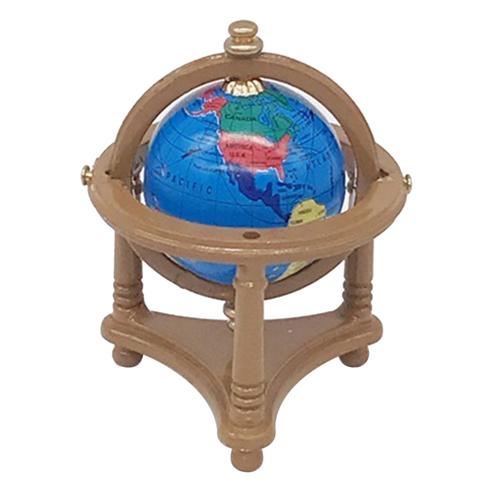 Globe Terrestre De Maison De Poupée À L'échelle 1/12 Avec Support En Bois, Mini Maison De Poupée Globe Pour Décoration D'affichage De Bureau De Maison De Poupée Marron