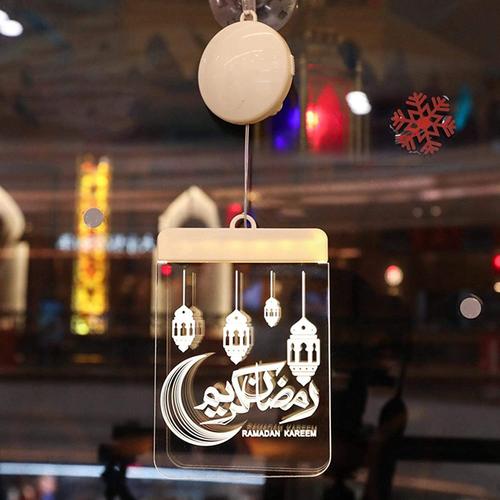 Ramadan Décoratif Eid Led Fenêtre Veilleuse, Islam Mubarak Fête Toile De Fond Lampe Suspendue Pour Décor De Chambre Extérieure, A