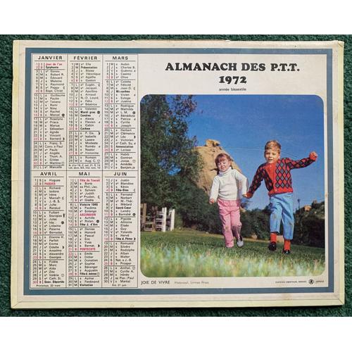 Almanach Postes Et Télégraphes Ptt - Calendrier 1972