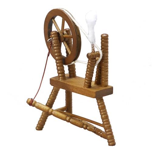 1:12 Échelle Maison De Poupée Miniature Main Bobineuse En Bois Roue De Rotation Rétro Mini Roue De Rotation Marron