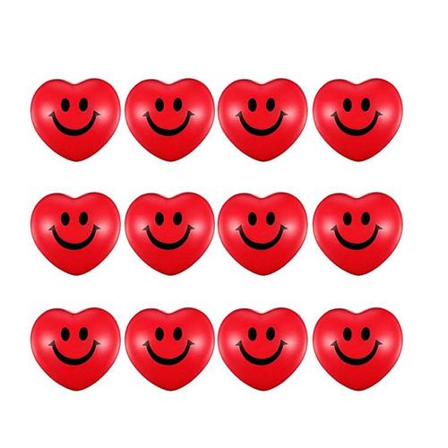 12 Pièces Balles Anti-Stress Coeur Rouge 2,75 Pouces Saint Valentin En Forme De Coeur Boule Sourire Mousse Anti-Stress Balle