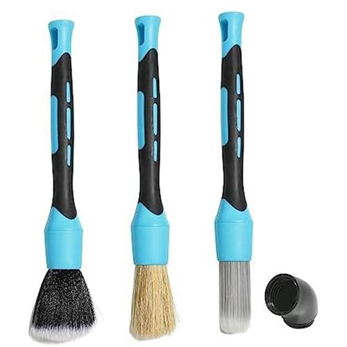 3 Pièces Kit De Brosses De Détail Automatiques, Brosses Souples De Détail De Voiture Pour Nettoyer Les Tissus D'ameublement Intérieurs, Les Bouches D'aération, Les Roues, Le Cuir