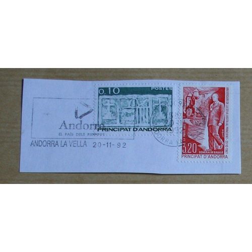 2  Timbres Oblitérés Sur Coin D'enveloppe : Andorre