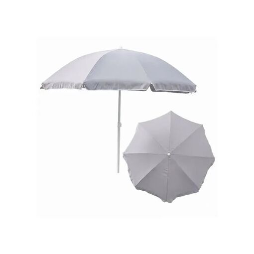 Parasol de jardin Gris Polyester Acier Large D 240 cm