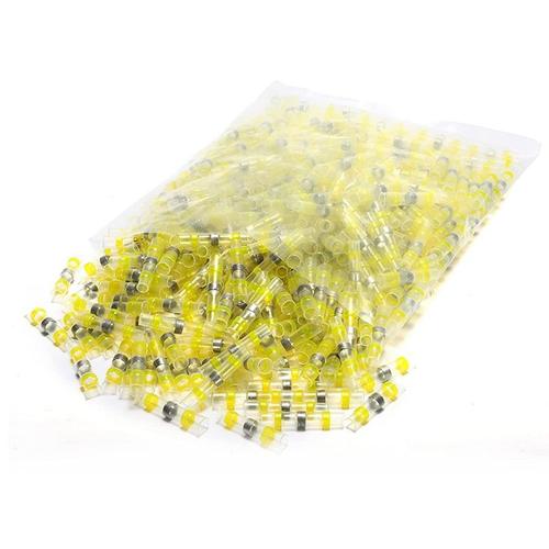 800 Pcs Soudure Seal Fil Connecteur Jaune 12-10 Awg - Thermorétractable Soudure Butt Connector Étamé Auto Marine Boat Crimp