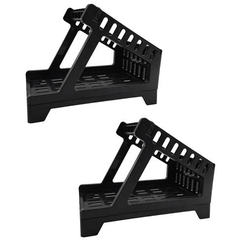 2pcs Universal Rolls Fanfold Stand Desktop Printer Thermal Label Holder Storage Accessories Pour Home Office School-Black