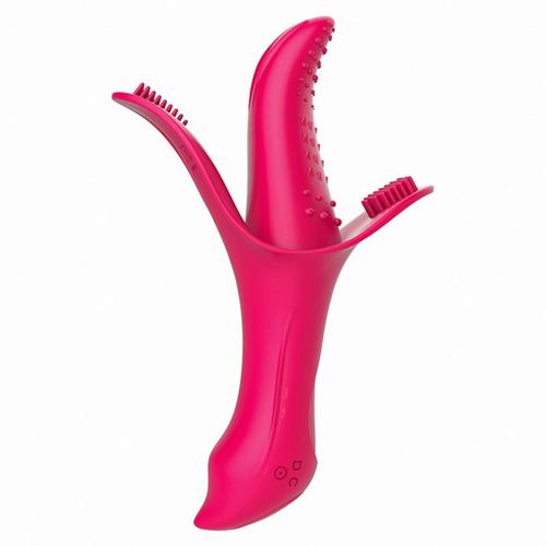 Vibromasseur À 3 Points De Choc Langue Léchant Sex Toys Stimulateur De Vagin Massage Du Clitoris Masturbateur Féminin Rose Rouge