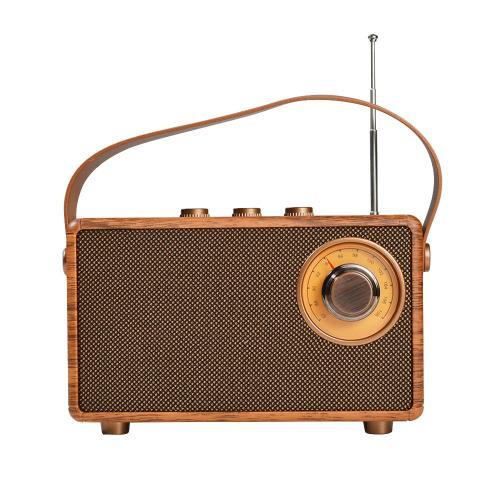 Radio Fm Rétro Portable En Bois Bluetooth Radio Basse Haut-Parleur Mains Lecteur Mp3 Prise En Charge Usb/Carte Tf/Aux Play