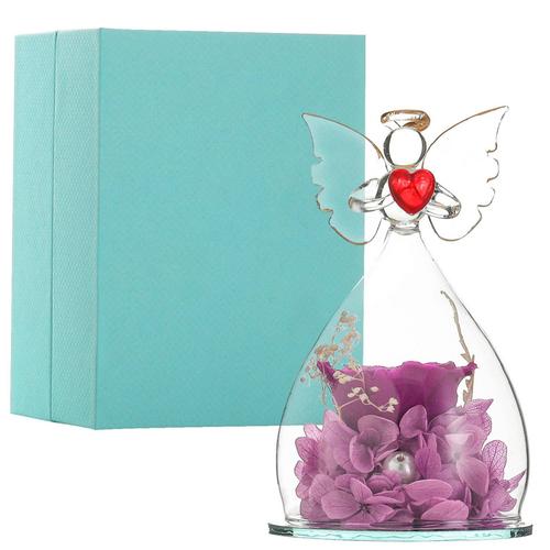 Forever Rose En Angel Glass Cover Fleurs Éternelles Décoration D'intérieur Cadeaux Pour Anniversaire De Mariage Saint Valentin Pour Petite Amie A