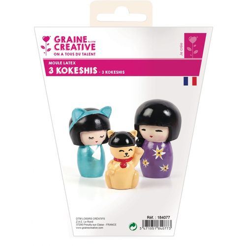 Graine Creative Moule Latex Platre Kokeshi X 3 Modeles
