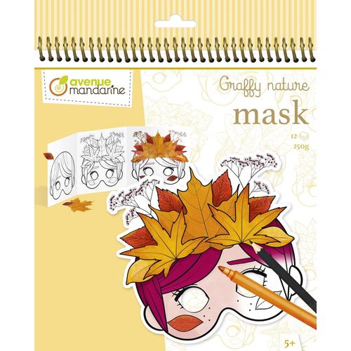 Graffy Pop Mask Nature Carnet Coloriage À Spirale - 24 Masques Prédécoupés À Colorier