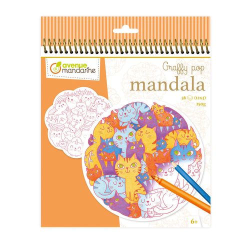 Graffy Pop Mandala Un Carnet De Coloriage 36 Pages, Mandalas Pré-Découpées À Colorier - Thème Chats