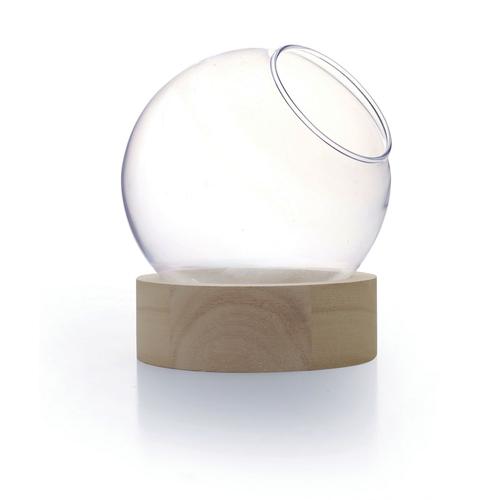 Graine Creative Vase Globe + Socle Bois Ø10 Cm X H11 Cm