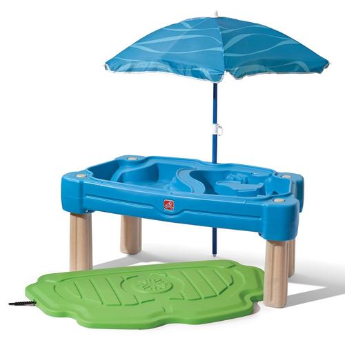 Table De Jeu Sable Et Eau Enfant Avec Parasol | Table De Jeu À Eau Pour Le Jardin - Step2 Cascading Cove