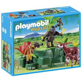 Playmobil 5415 - Gorilles Et Okapis Avec Végétation