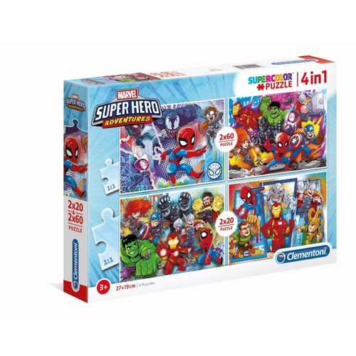 Puzzle Enfant 2x20+2x60 Pièces - Marvel Superhero