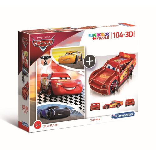 Puzzle Enfant 104 Pièces + 3d - Cars