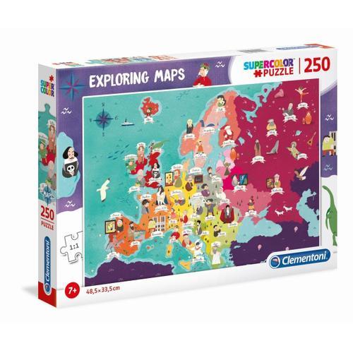 Puzzle Enfant Exploring Maps 250 Pièces - Europe - Célébrités