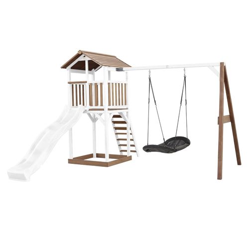 Axi Beach Tower With Roxy Nest Swing Brown/White - Toboggan Blanc