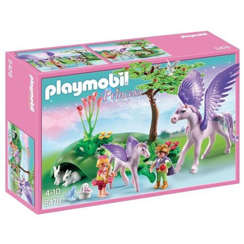 Playmobil 5478 Princess - Enfants Royaux Avec Cheval Ailé Et Son Bébé