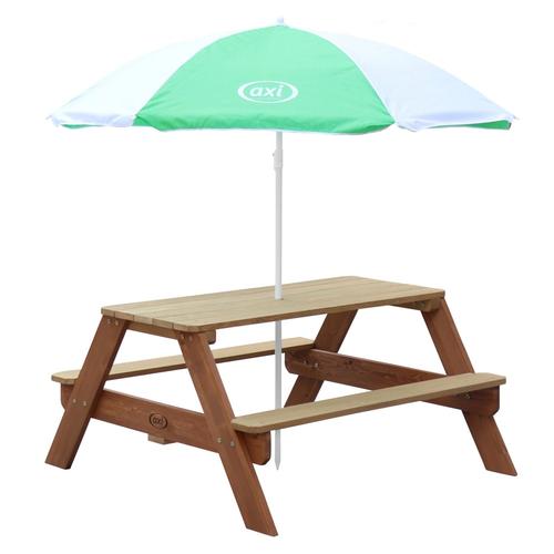 Table Pique Nique Avec Parasol Marron | Table De Jeu Enfant Pour Le Jardin - Axi Nick