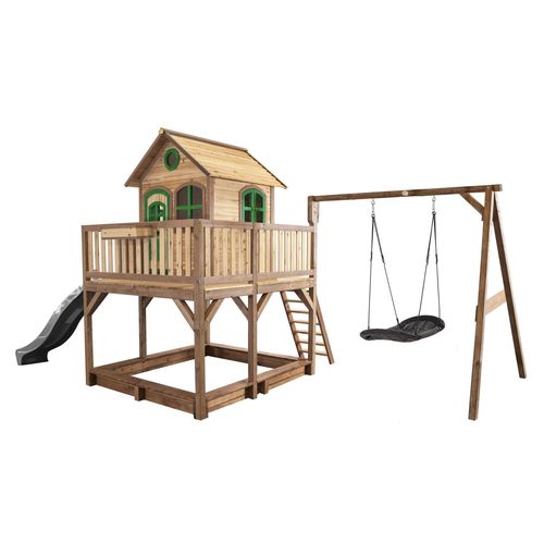Classic Liam Playhouse With Roxy Nest Swing Brown/Green - Toboggan Gris