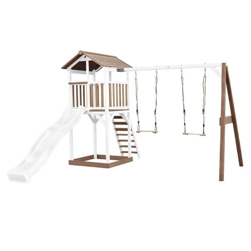Axi Beach Tower With Double Swing Brown/White - Toboggan Blanc