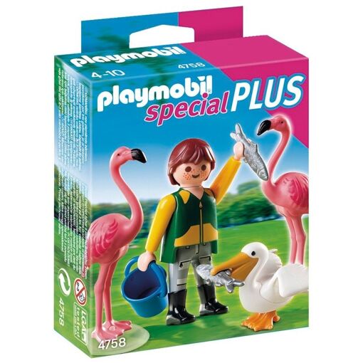 Playmobil 4758 - Gardien De Zoo Avec Flamants Roses Et P�licans