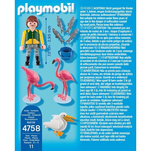 Playmobil 4758 - Gardien De Zoo Avec Flamants Roses Et P�licans - 2