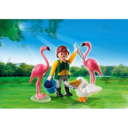 Playmobil 4758 - Gardien De Zoo Avec Flamants Roses Et P�licans - 4