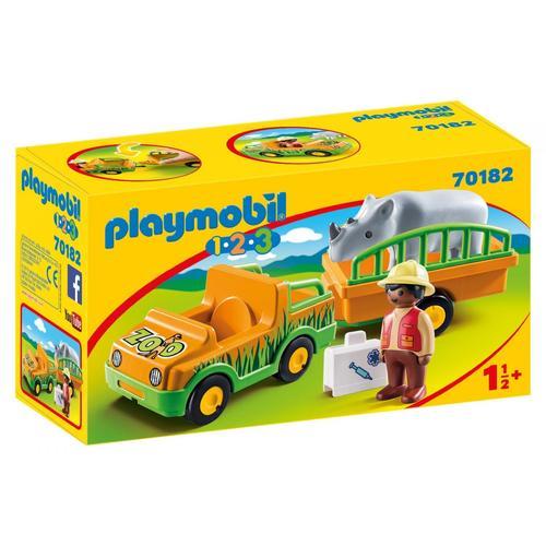 Playmobil 70182 - Vétérinaire Avec Véhicule Et Rhinocéros