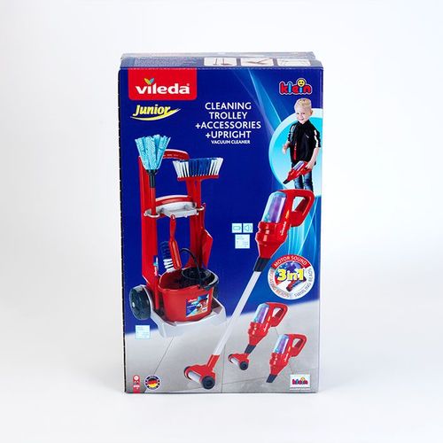 Klein Toys "Vileda - Chariot De Ménage + Aspirateur ""Upright"" 3en1