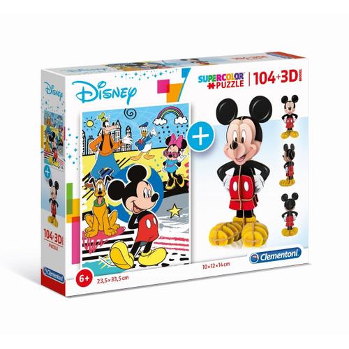 Puzzle Enfant 104 Pièces + 3d - Mickey Mouse