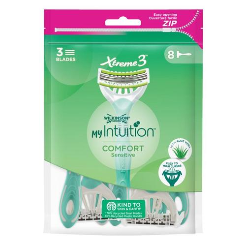 Pack De 2 - Wilkinson Sword Myintuition - Xtreme 3 Comfort Sensitive - Rasoirs Jetables Féminins - Pack De 8 