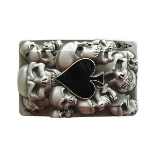 Boucle De Ceinture As De Pique Noir Et Nombreux Crane Skull