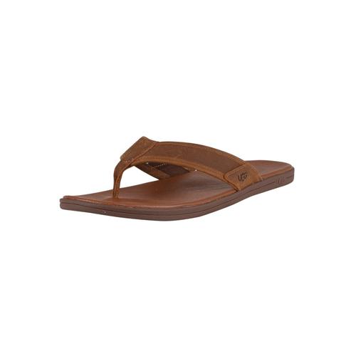 Ugg Tongs Bord De Mer En Cuir Marron