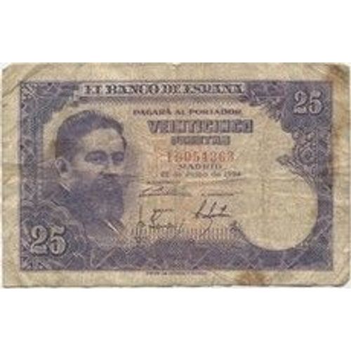 25 Pesetas, Espagne, 1954