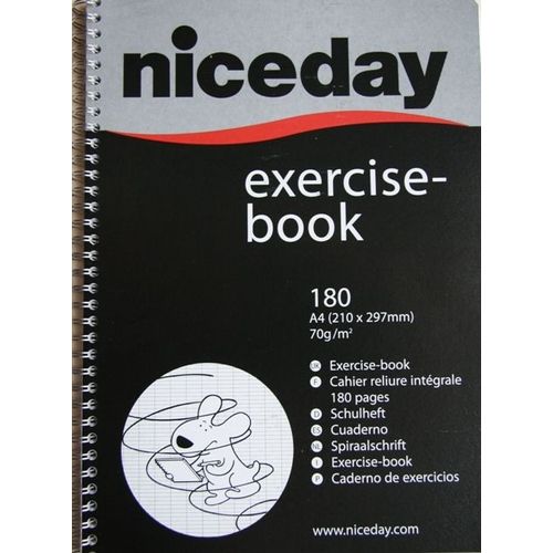 Niceday - Cahier Spirale A4 (21 X 29.7 Cm) - 70g/M² - Petits Carreaux - 180 Pages