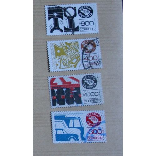 4 Timbres Oblitérés :  Mexique