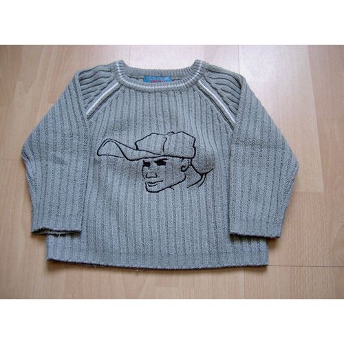 Pull Gris Avec Dessin Sur Le Torce 24 Mois
