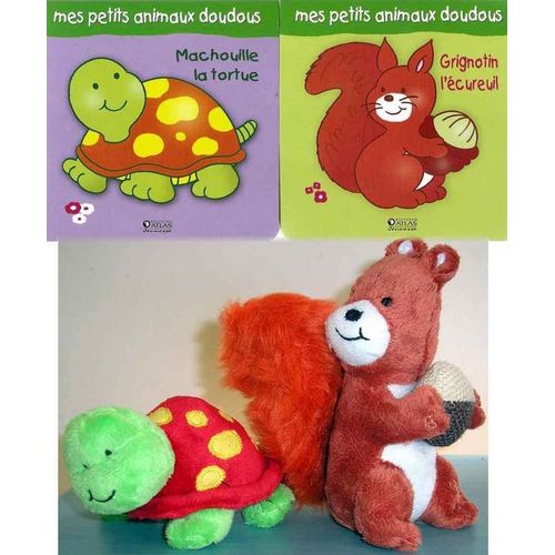 Mes Petits Animaux Doudous - Machouille La Tortue & Grignotin L'écureuil - Livres + Peluches