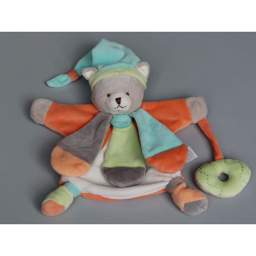 Doudou Ours Marionnette Orange Bleu Vert Doudou Et Compagnie