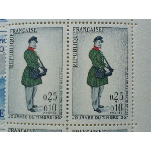 Bande De De 5 Timbres Neufs Journee Du Timbre 1967 Yt 1516