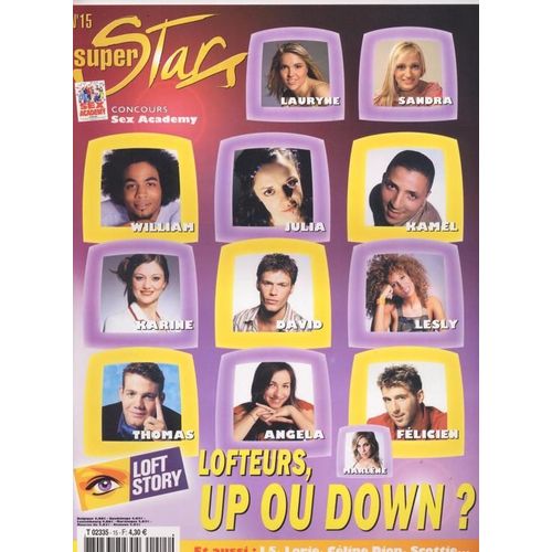 Super Stars / 05-2002  N° 15 : Celine Dion (2p) - Loft Story 2 (6p) - L5 (4p) - Lorie (3p) - Darren Hayes (2p) - Mario Barravecchia (2p) - Titoff (2p)