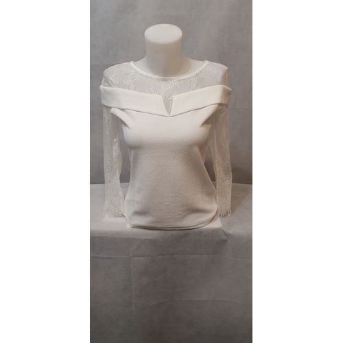 Top Blanc Dentelle Femme Jus D'orange Paris Taille 38