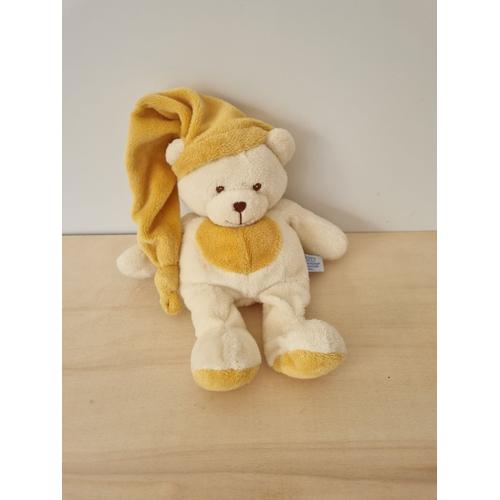 Doudou Ours Blanc Jaune Moutarde Gipsy