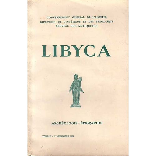 Libyca Tome Ii 1er Semestre 1954, Archéologie, Epigraphie